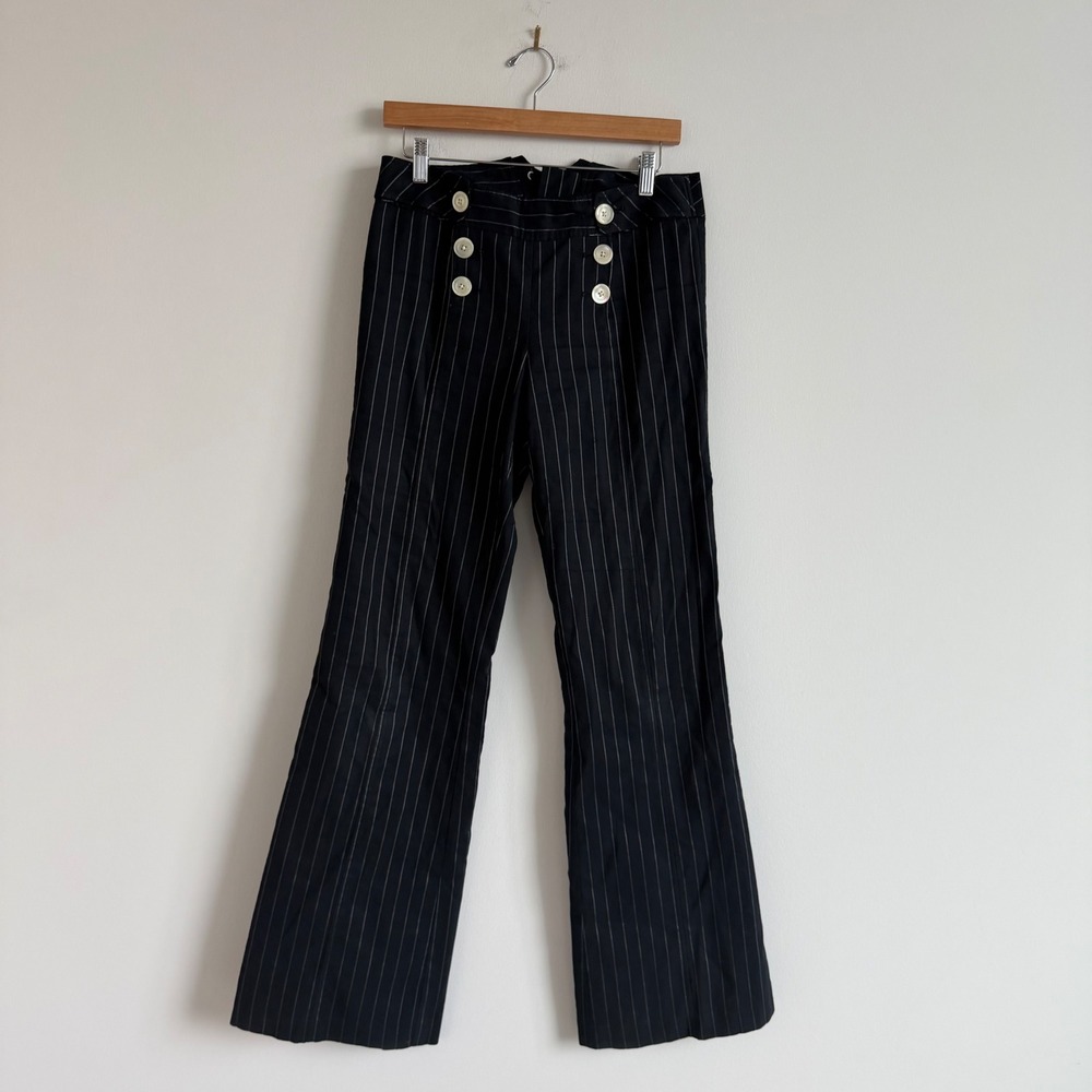 Vintage 90s Tracy Reese Bootcut Pinstripe High Waist Back Corset Back Pants